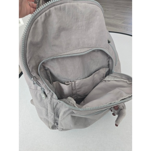 Kipling Seoul Laptop Backpack Gray Nylon Monkey Charm Front‎ Pocket Zip Closure - Picture 5 of 8